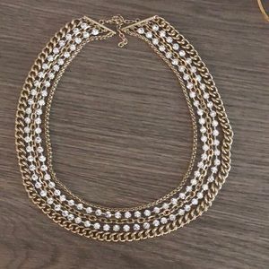 Ann Taylor Gold and Crystal Necklace